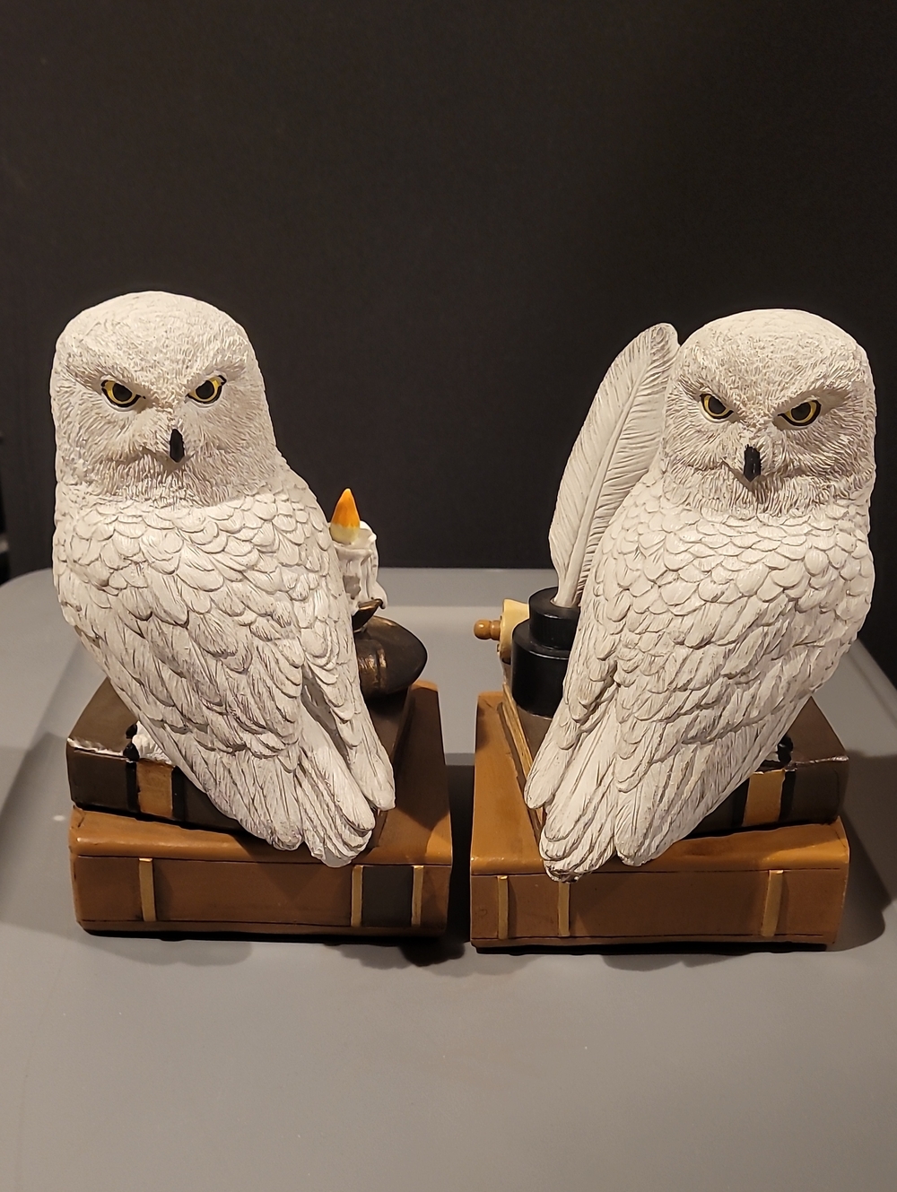 White Owl Bookend Pair - Decorative Home Art